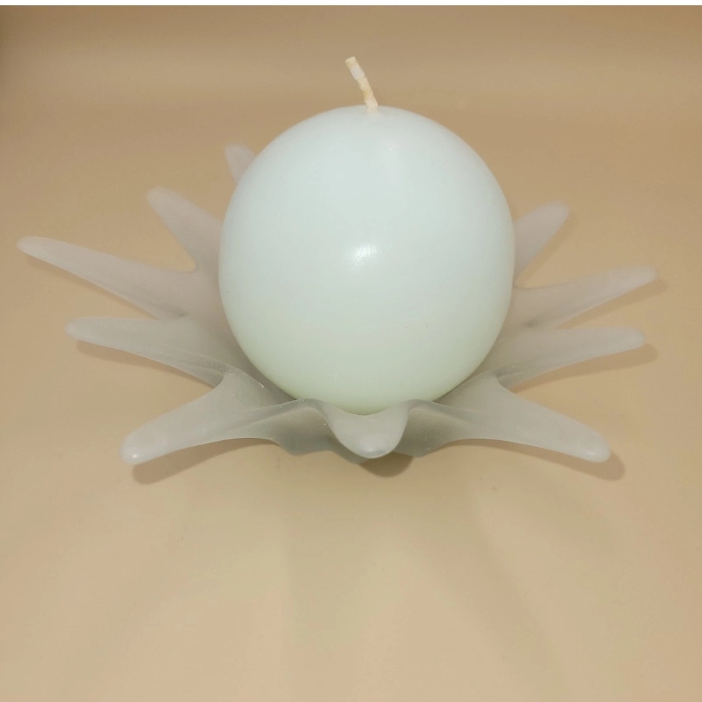 Partylite‎ Glass Candle Holder Splash Sunburst Frosted  White Ball Mexico - Picture 2 of 5